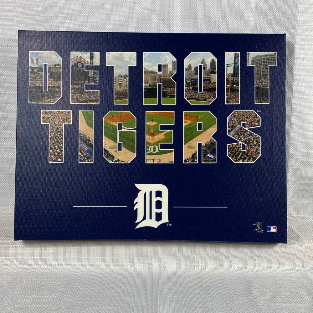 Detroit Tigers MLB Canvas Wall Art Navy Blue Stadium Photo 11x14 New